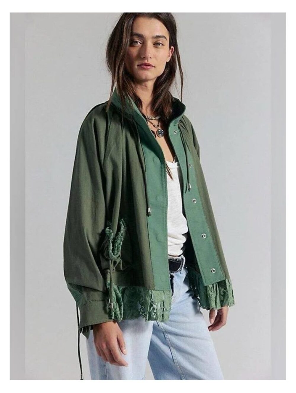 FREE PEOPLE We The Free Outset Funnel-Neck lace jacket